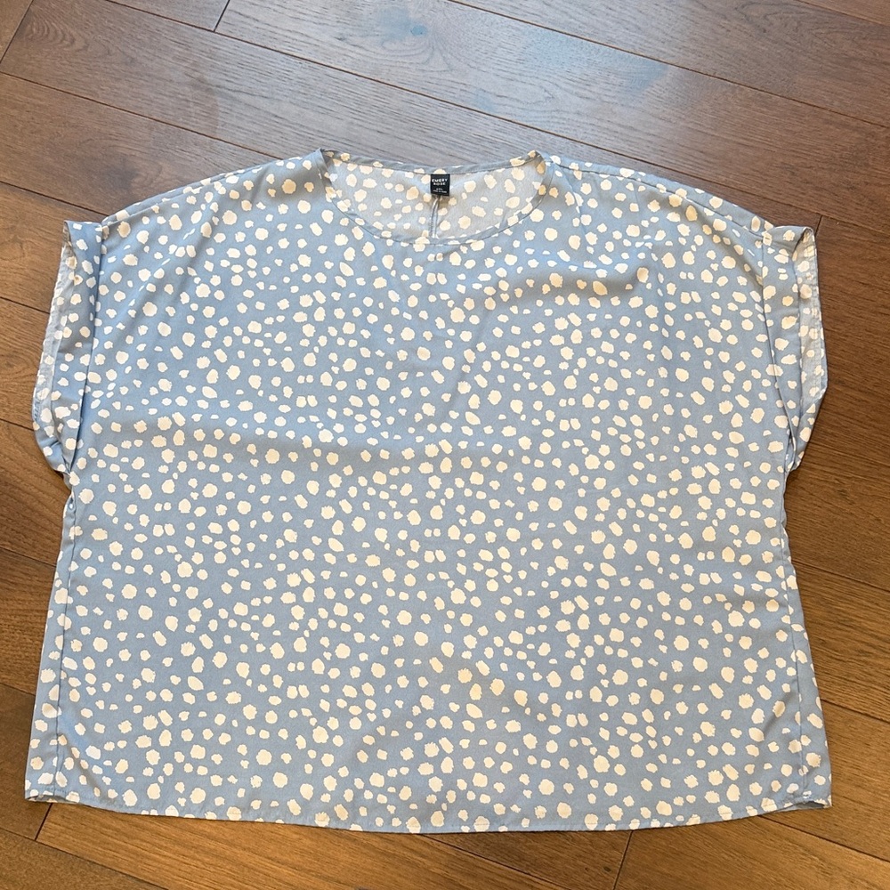 Emery Rose Polka Dot Women's Top - Blue and White 4XL C15-011